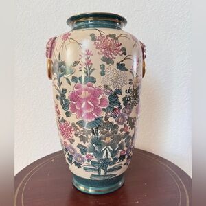 Vintage Large Moriage Vase 14.5" Flowers-Gorgeous! Made In China